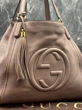 Gucci Soho Shoulder Bag Hand Purple Logo Leather
